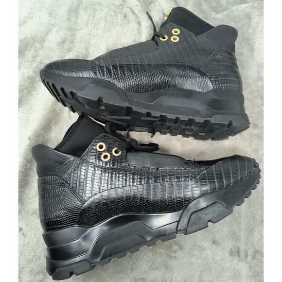 Ash Hi Top Sneaker Womens 37 Black Muse Lace Up Round Toe Crocodile Print Casual - Picture 6 of 14